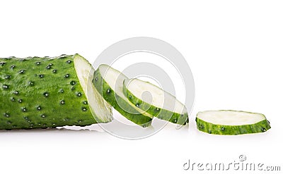 One ripe cucumber sliced closeup Stock Photo