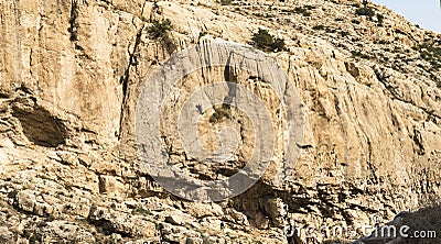 One Rock Climber and One Belayer in Wadi Qelt Nahal Prat Stock Photo