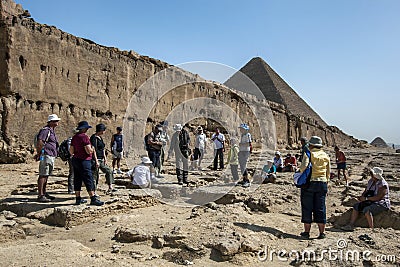 One of the rock quarries at the Pyramids of Giza in Cairo in Egypt. Editorial Stock Photo