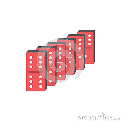 One Row of Domino Game Blocks Vector Illustration