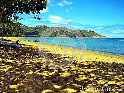 One of the secluded sandy beaches on Magnetic Island Stock Photo