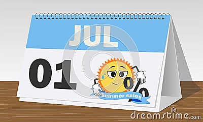 One september, summer sales, blue and white clock and calendar Stock Photo