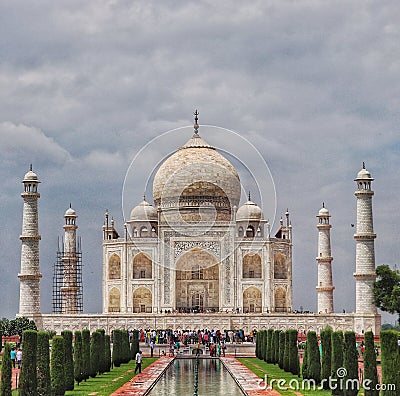 One of the seven wonders of the world. The Taj Mahal In Agra in India is so beautifully made out of Marble Stock Photo