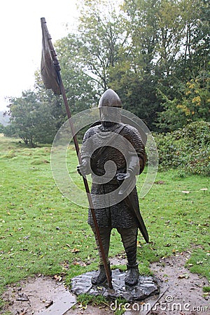 Carved Wooden Sculpture of Battle of Hastings Soldier Stock Photo