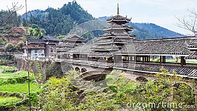 one from several Chengyang Wind and Rain Bridges Stock Photo
