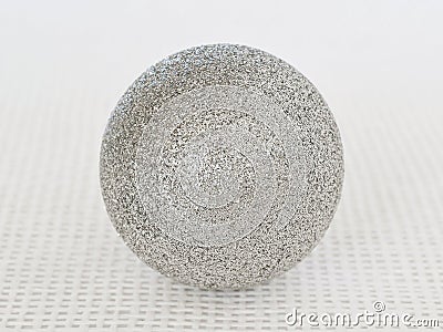 One shiny silver christmas ball with sparkles on a white textural background Stock Photo