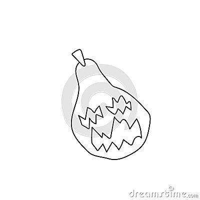 One simple terrible pumpkin for halloween.Scary illustration of hand drawn Cartoon Illustration