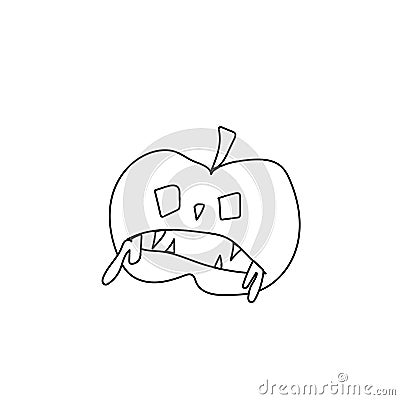 One simple terrible pumpkin for halloween.Scary illustration of hand drawn Cartoon Illustration