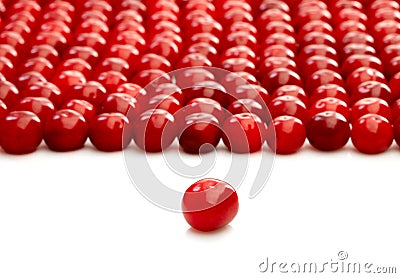 One single cherry and group of cherries Stock Photo