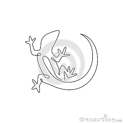 One single line drawing of adorable desert lizard reptile for company logo identity. Funny animal mascot concept for reptilian zoo Vector Illustration