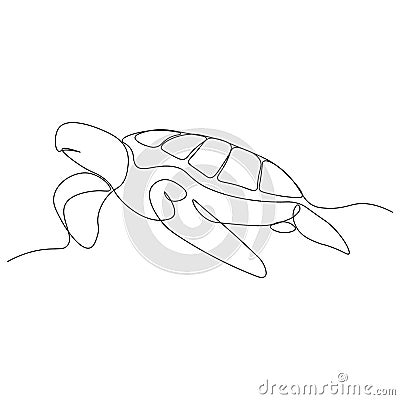 One single line drawing of big turtle for marine company logo identity. Adorable creature reptile animal mascot concept for Vector Illustration