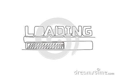 One single line drawing of cute and cool typography icon sign - Loading data. Calligraphic design for print, card, label, banner, Vector Illustration