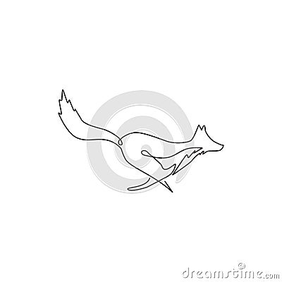 One single line drawing of cute fox company logo identity. City zoo icon concept. Dynamic continuous line draw design graphic Vector Illustration