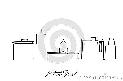 One single line drawing Little Rock city skyline, Arkansas. World historical town landscape. Best holiday destination postcard Cartoon Illustration