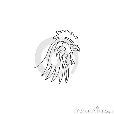 One single line drawing of rooster animal for company business logo identity. Cock bird mascot concept for farming icon. Modern Vector Illustration