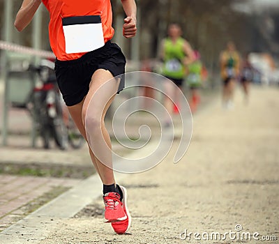 one single runner during a crosscountry race Stock Photo