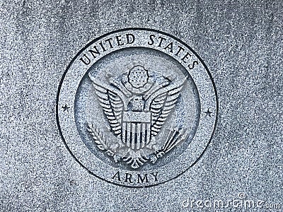 US Army Carved Logo at the Memorial to South Carolina Veterans of the United States Armed Forces Editorial Stock Photo