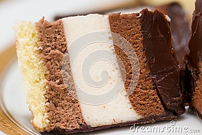 One slice of chocolate cake, macro Stock Photo