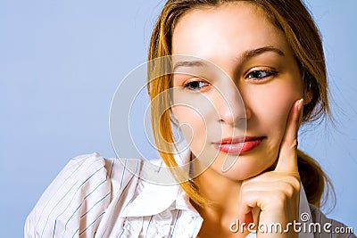 One smart woman thinking solutions Stock Photo