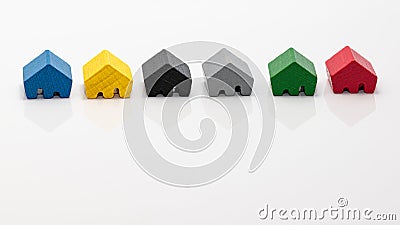 One of some different color houses in row - neighborhood social union Stock Photo