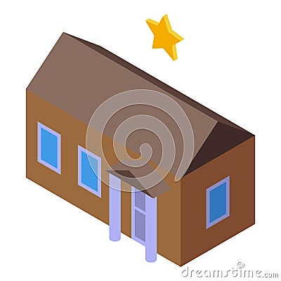 One star house hotel icon isometric vector. Corporate book Vector Illustration