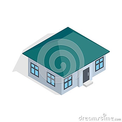 One storey house icon, isometric 3d style Vector Illustration