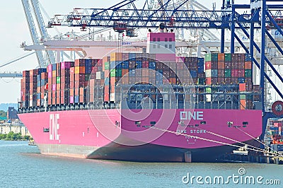 ONE STORK Container Ship Editorial Stock Photo