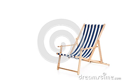 one striped beach chair, isolated on white Stock Photo