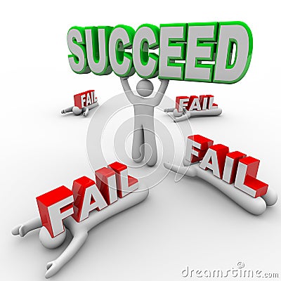 One Successful Person Holds Succeed Word Others Fail Stock Photo