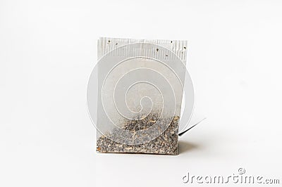 One tea bag isolated on white Stock Photo