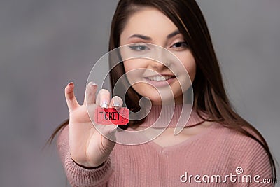 Girl with Raffle Ticket Stock Photo