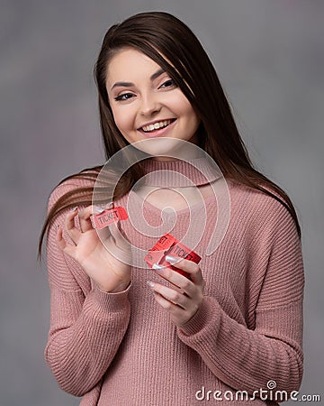 Girl with Raffle Ticket Stock Photo