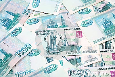 One Thousand Ruble Notes Stock Photo