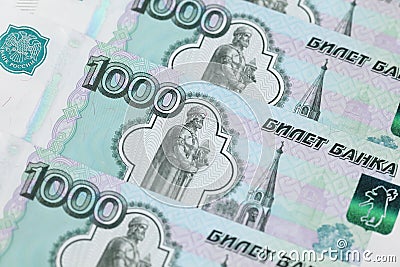 One Thousand Ruble Notes Stock Photo