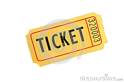 One Ticket on White Background Stock Photo