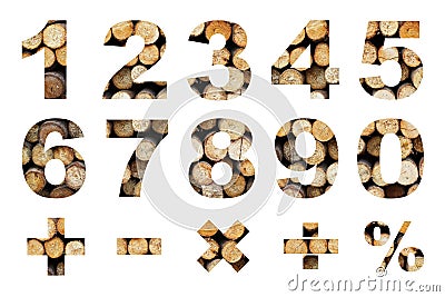 One to zero numbers and basic mathematical symbols Stock Photo