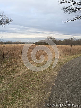 One trail one field the sky adventure awaits Stock Photo