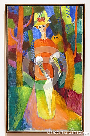 Photo of the original painting by August Macke: `Lady in a park` Editorial Stock Photo