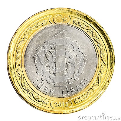 One Turkish Lira Stock Photo