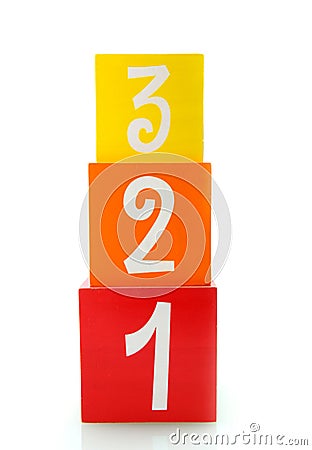 One, two, three colored blocks Stock Photo