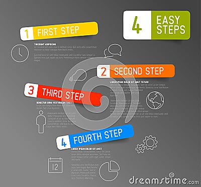 One two three four - 4 easy steps template Vector Illustration