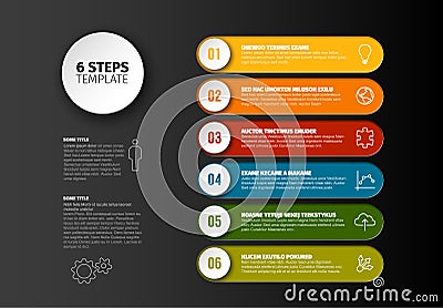 Vector progress six steps template Vector Illustration