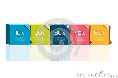 One, two, three, four, five step template. Step by step infographic boxes with numbers and text can be used for workflow layout Vector Illustration