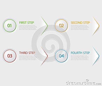 One two three four - flat vector progress icons for four steps Vector Illustration