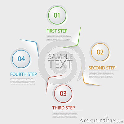 One two three four - flat vector progress icons for four steps Vector Illustration