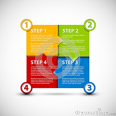 One two three four - vector paper steps Vector Illustration