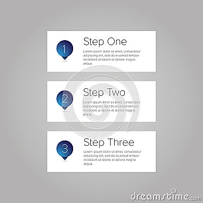 One two three step progress bar Vector Illustration