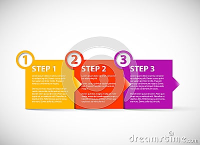 One two three - vector paper steps Vector Illustration