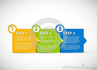 One two three - vector paper steps Vector Illustration