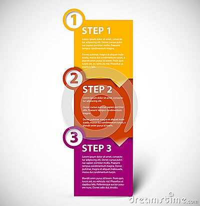 One two three - vector paper steps Vector Illustration